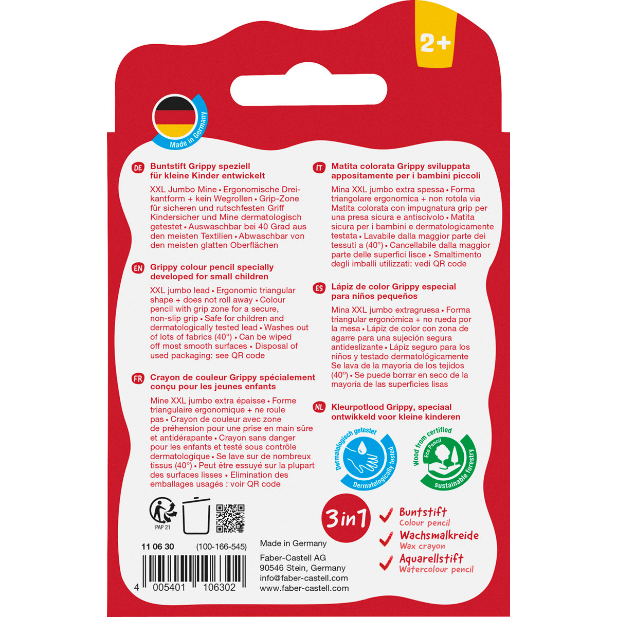 Faber-Castell - Grippy Colour Pencils, Set of 6