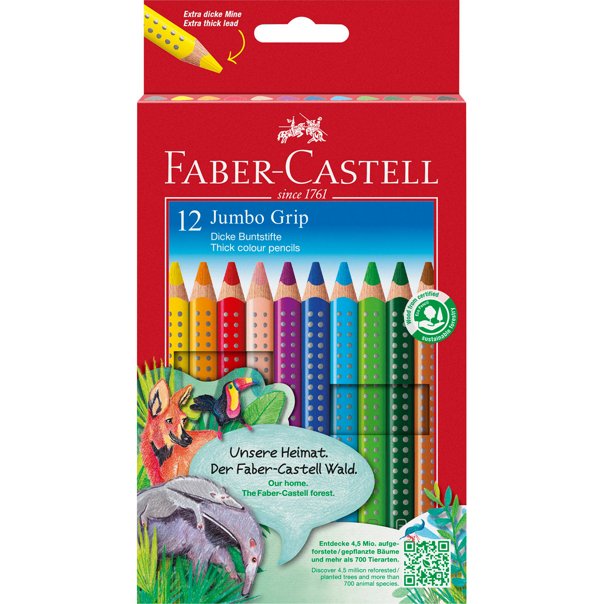 Faber-Castell - Jumbo Colour Grip Pencils, Set of 12