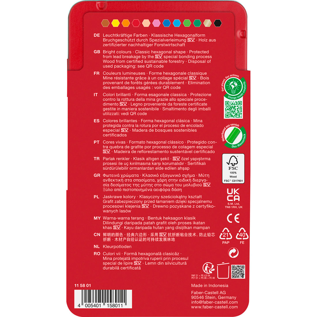 Faber-Castell - Classic Colour Pencils, Tin of 12