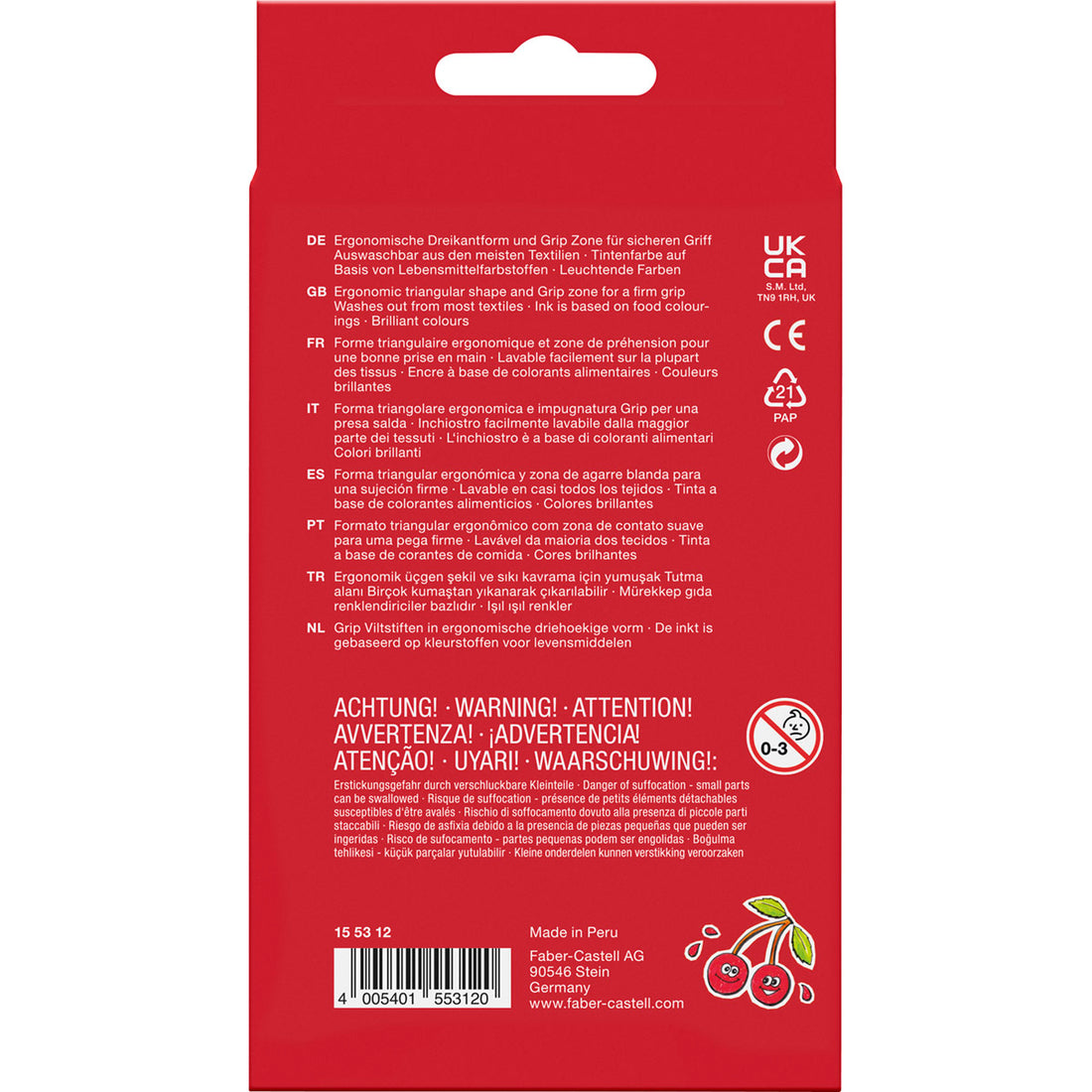 Faber-Castell - Colour Grip Fibre-Tip Pens, Set of 10, Neon and Pastel