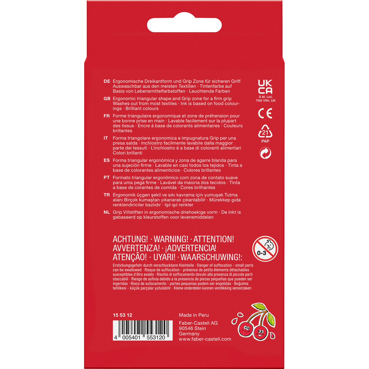 Faber-Castell - Colour Grip Fibre-Tip Pens, Set of 10, Neon and Pastel