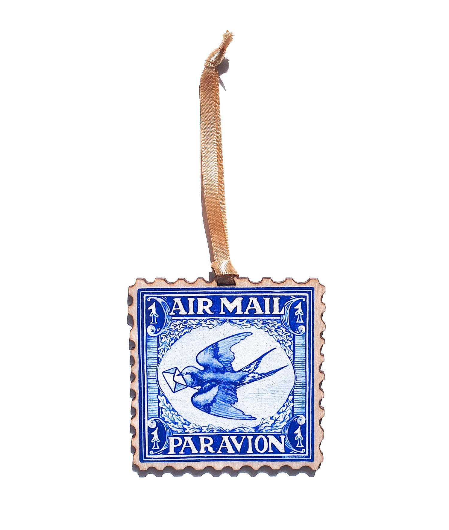 Wooden Airmail Stamp Decoration