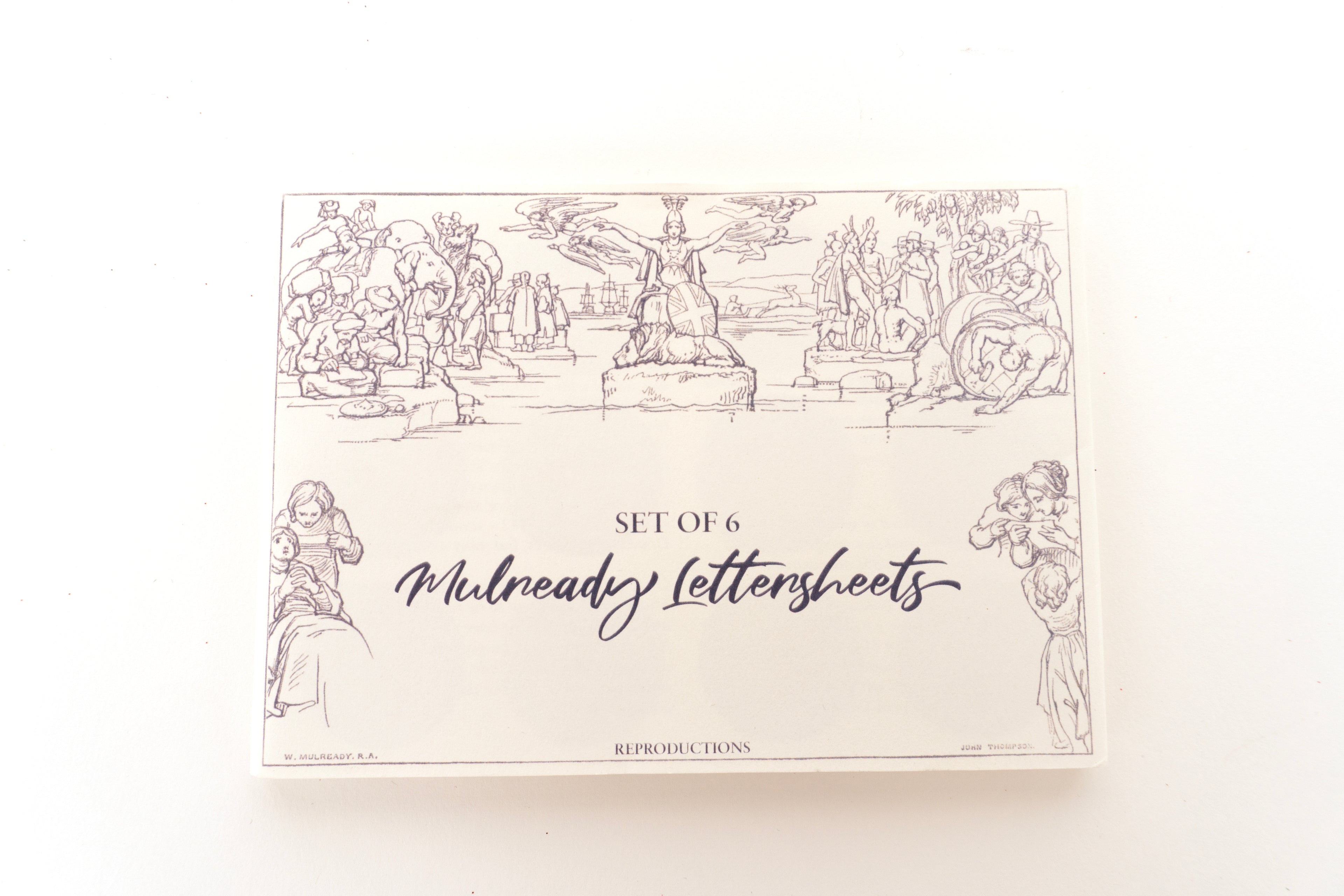 Front View of Mulready Lettersheets Set of 6. Designed By artist William Mulready.