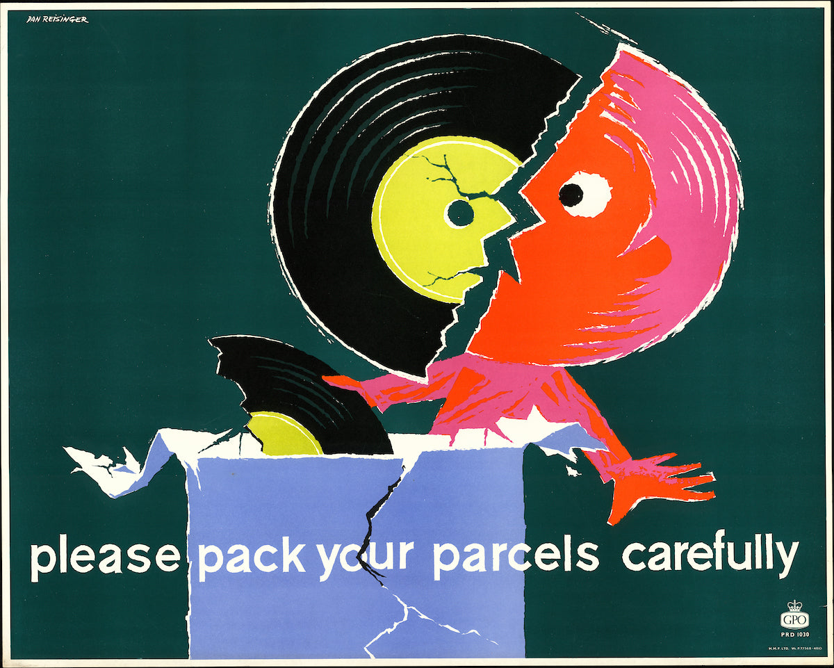 Vintage-style poster with a broken record and text &