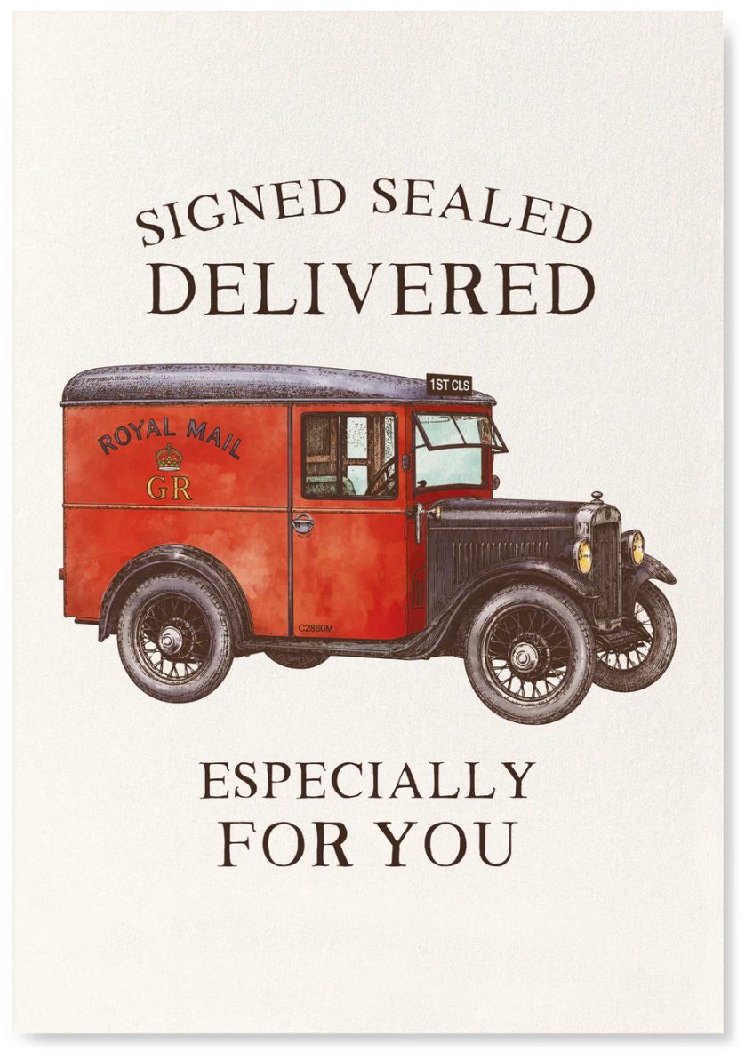 Vintage Royal Mail delivery van with &