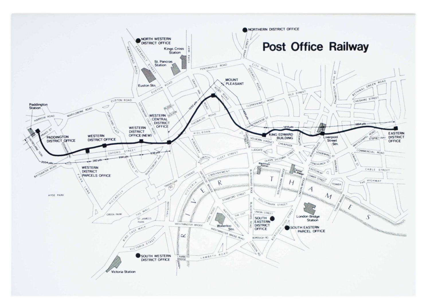 Post Office Railway Map Greetings Card