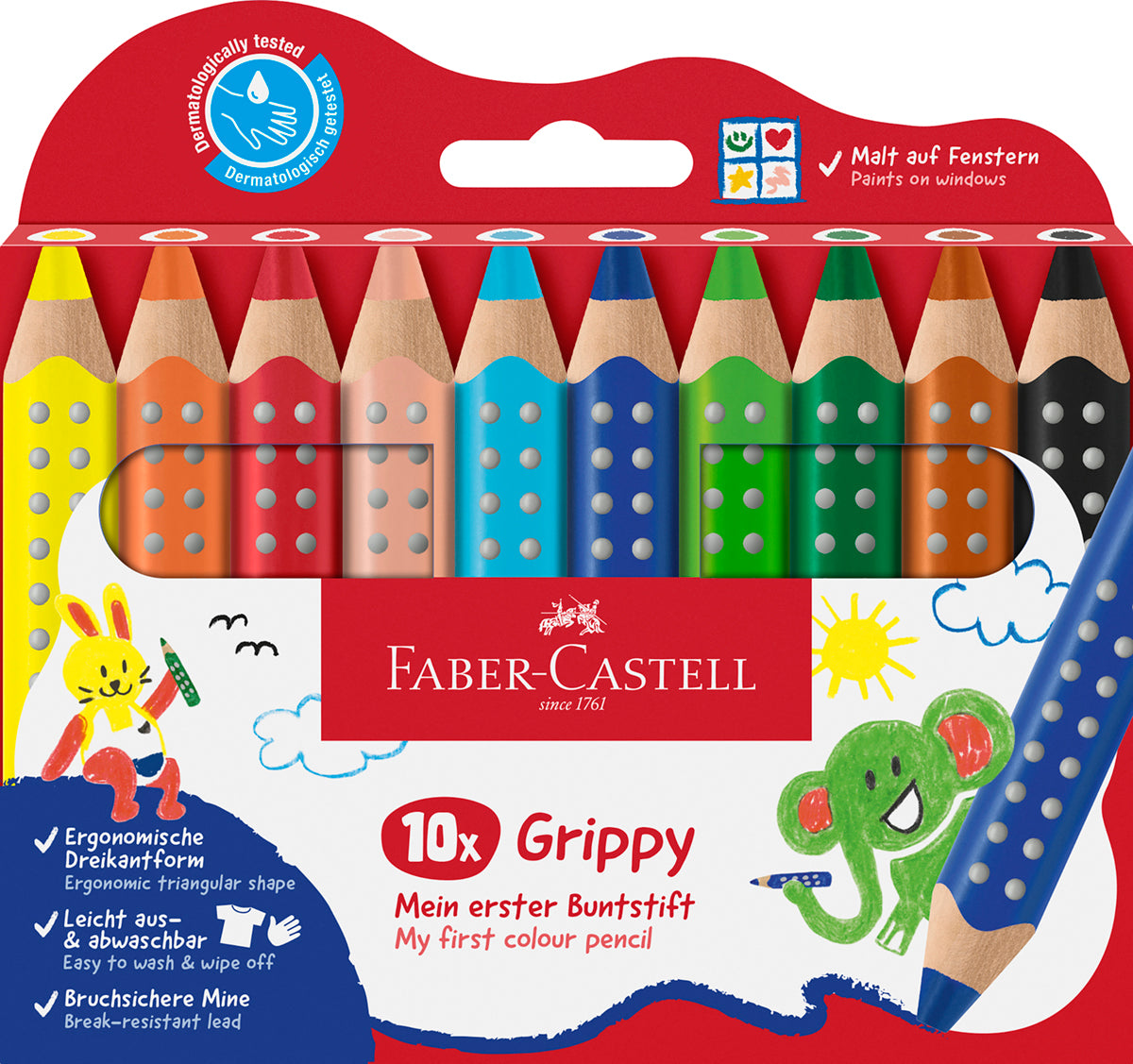 Faber-Castell - Grippy Colour Pencils, Set of 10