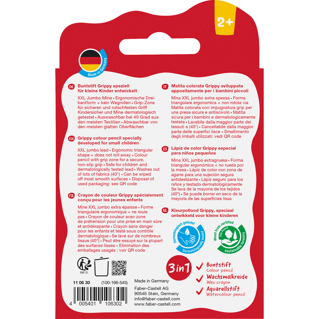 Faber-Castell - Grippy Colour Pencils, Set of 6