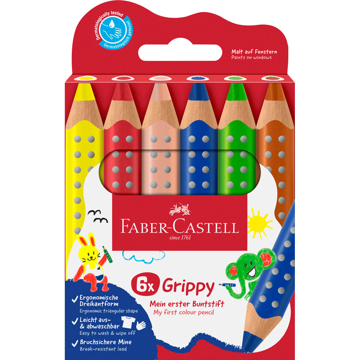 Faber-Castell - Grippy Colour Pencils, Set of 6
