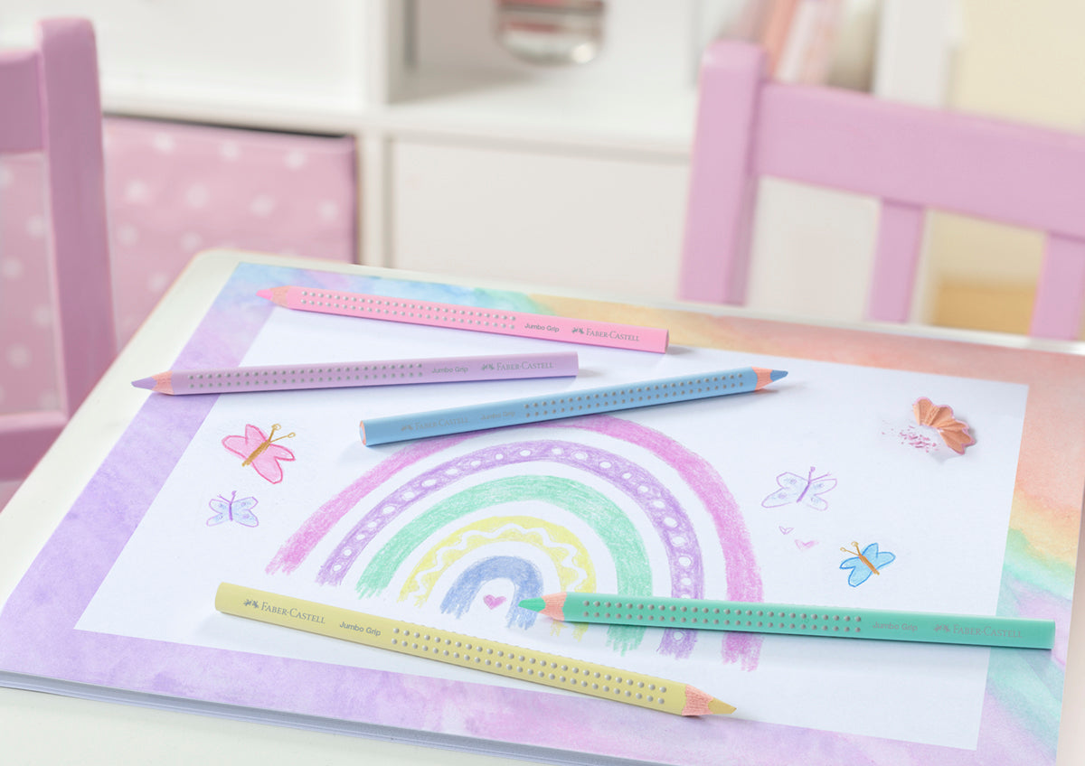 Faber-Castell - Jumbo Colour Grip Pencils, Set of 5, Pastel