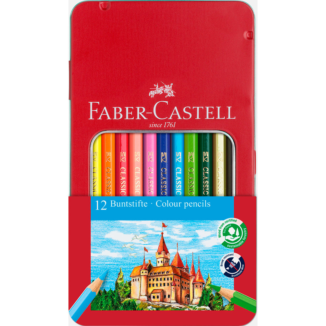 Faber-Castell - Classic Colour Pencils, Tin of 12