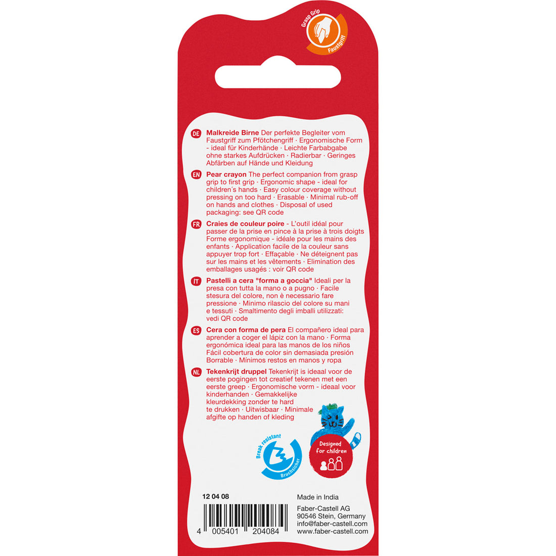 Faber-Castell - Bulb Crayons for Smaller Hands, Set of 4