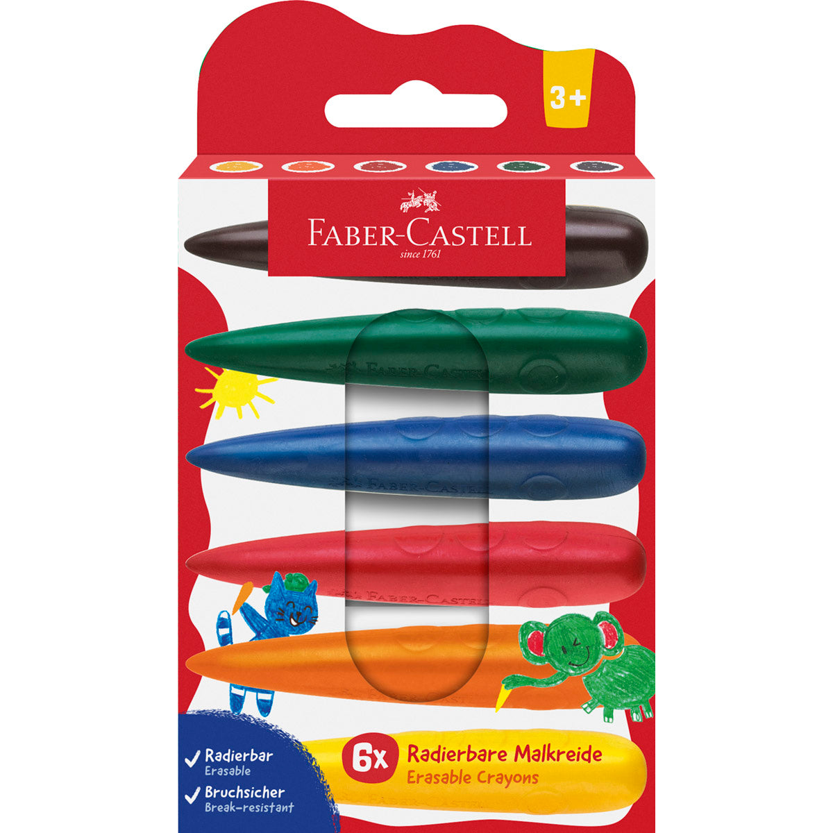 Faber-Castell - Finger Crayons for Smaller Hands, Set of 6
