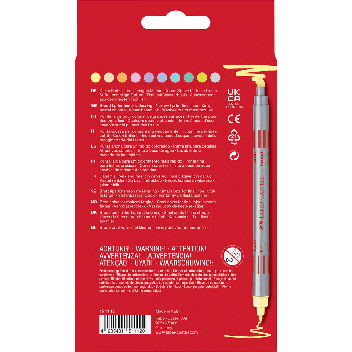 Faber-Castell - Double-End Fibre tips, Set of 10, Pastel