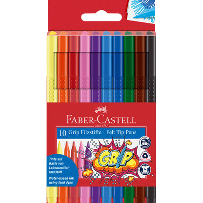 Faber-Castell - Colour Grip Fibre-Tip Pens, Set of 10