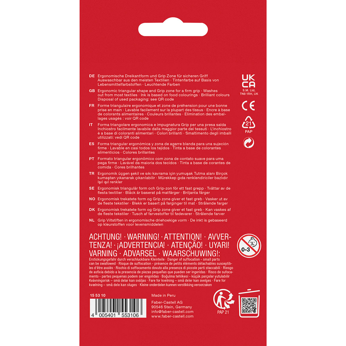 Faber-Castell - Colour Grip Fibre-Tip Pens, Set of 10