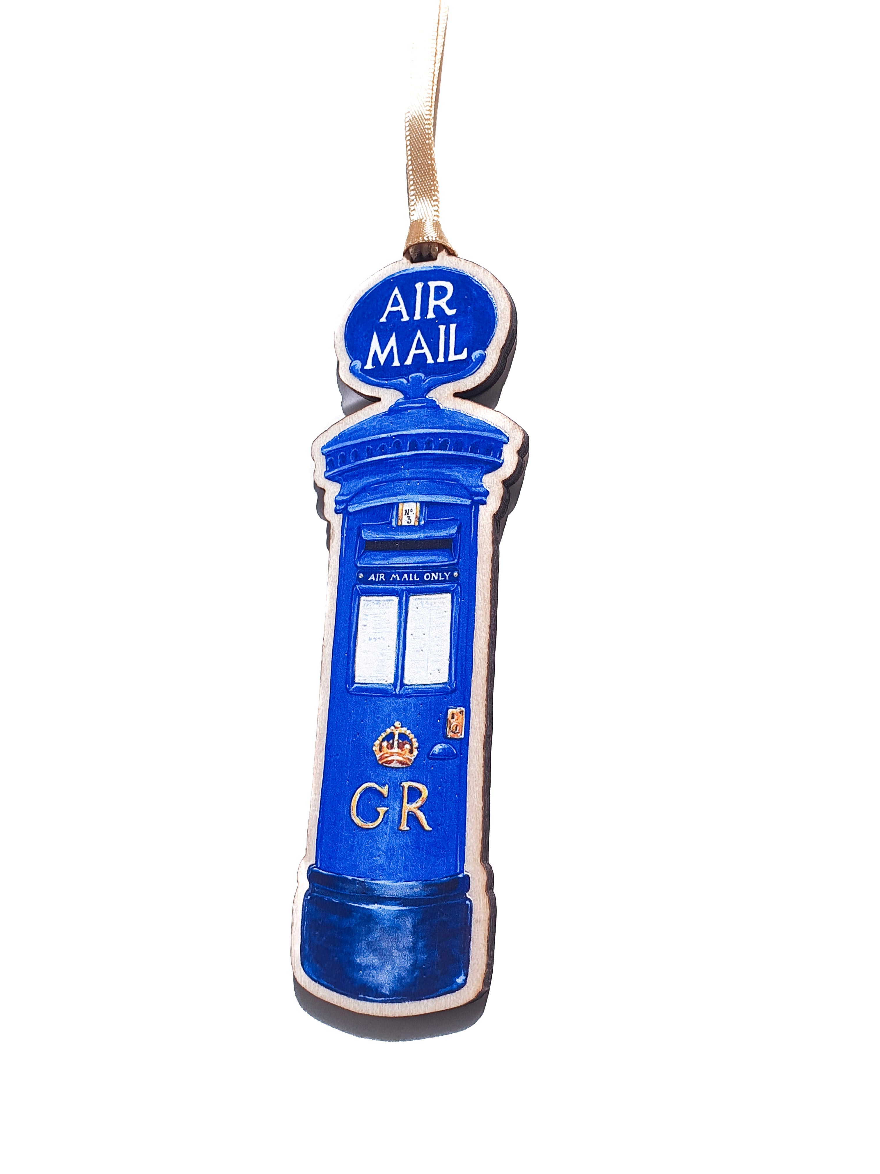 Wooden Airmail Letterbox Decoration
