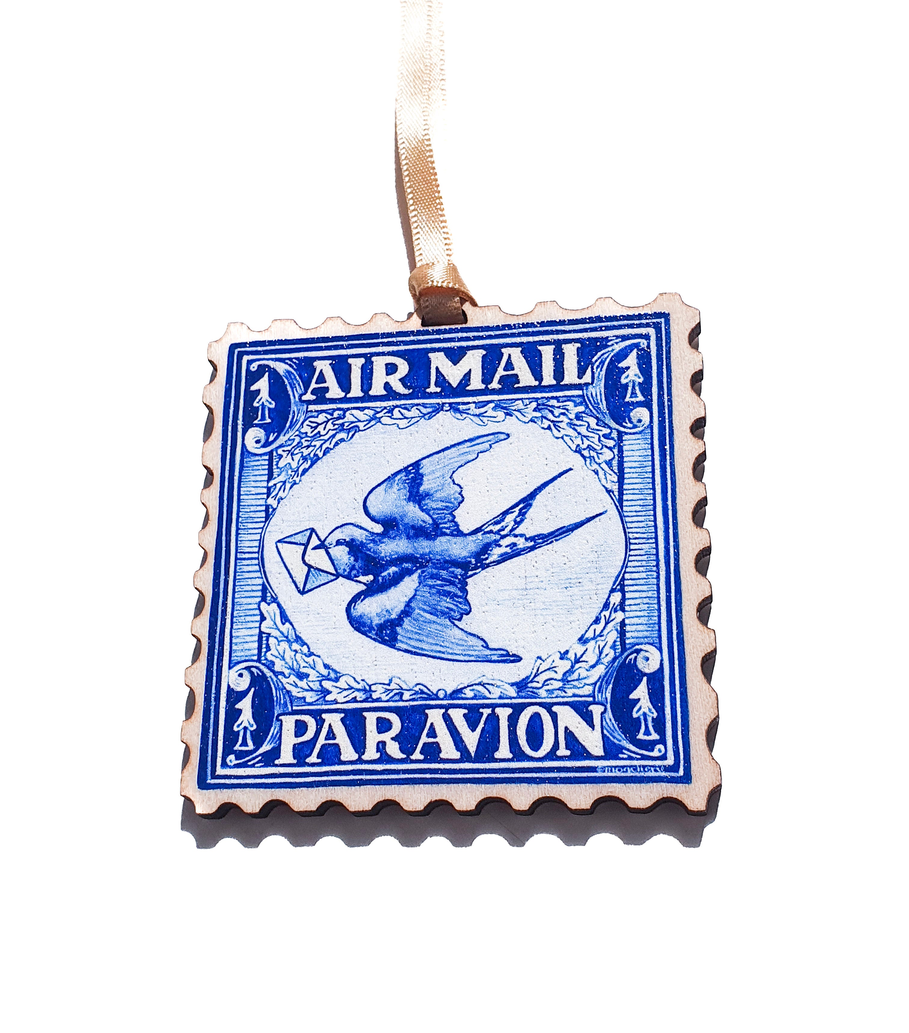 Wooden Airmail Stamp Decoration