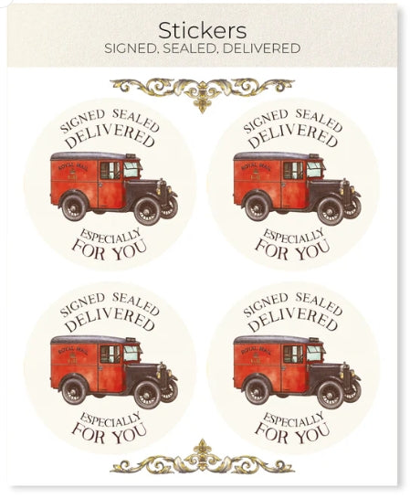 Stickers with vintage delivery truck design and &