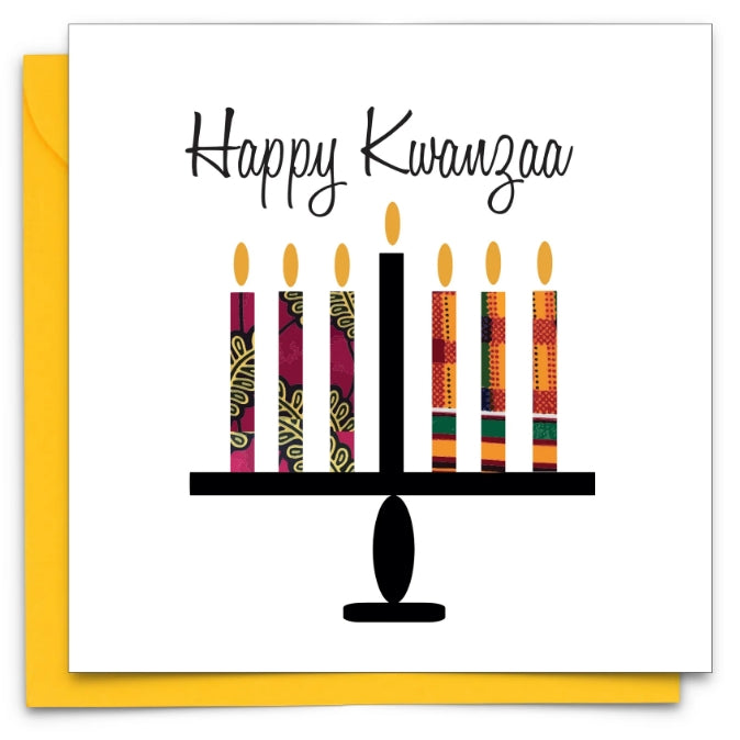 Happy Kwanzaa greetings card using traditional west African prints