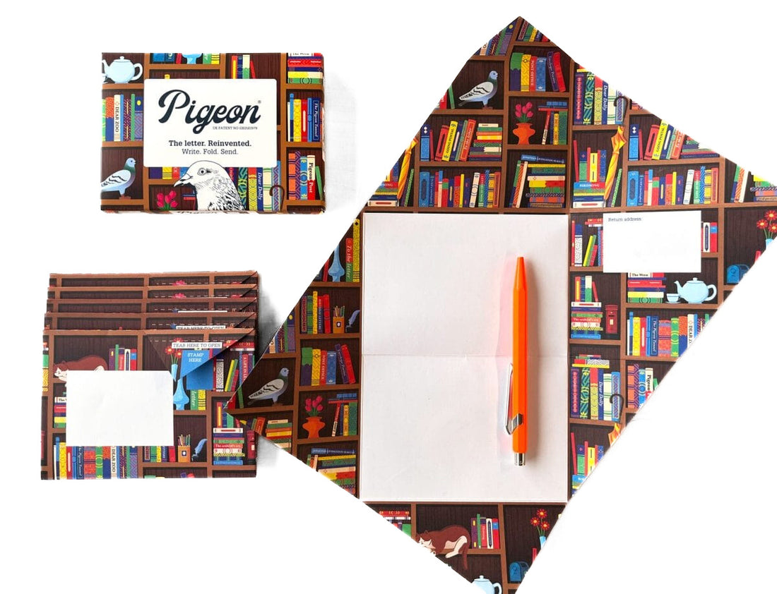 Bookstore themed fold-able letters. Inside View