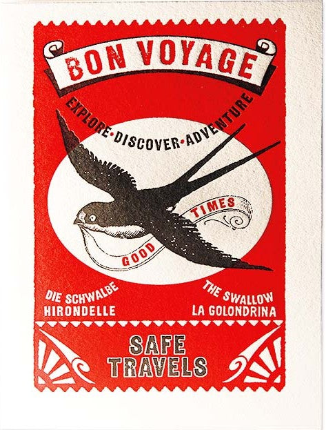 Bon Voyage Swallow Greetings Card