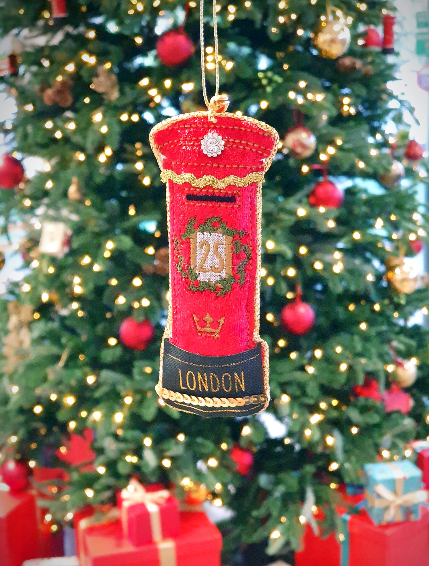 Fabric Post Box Christmas Decoration