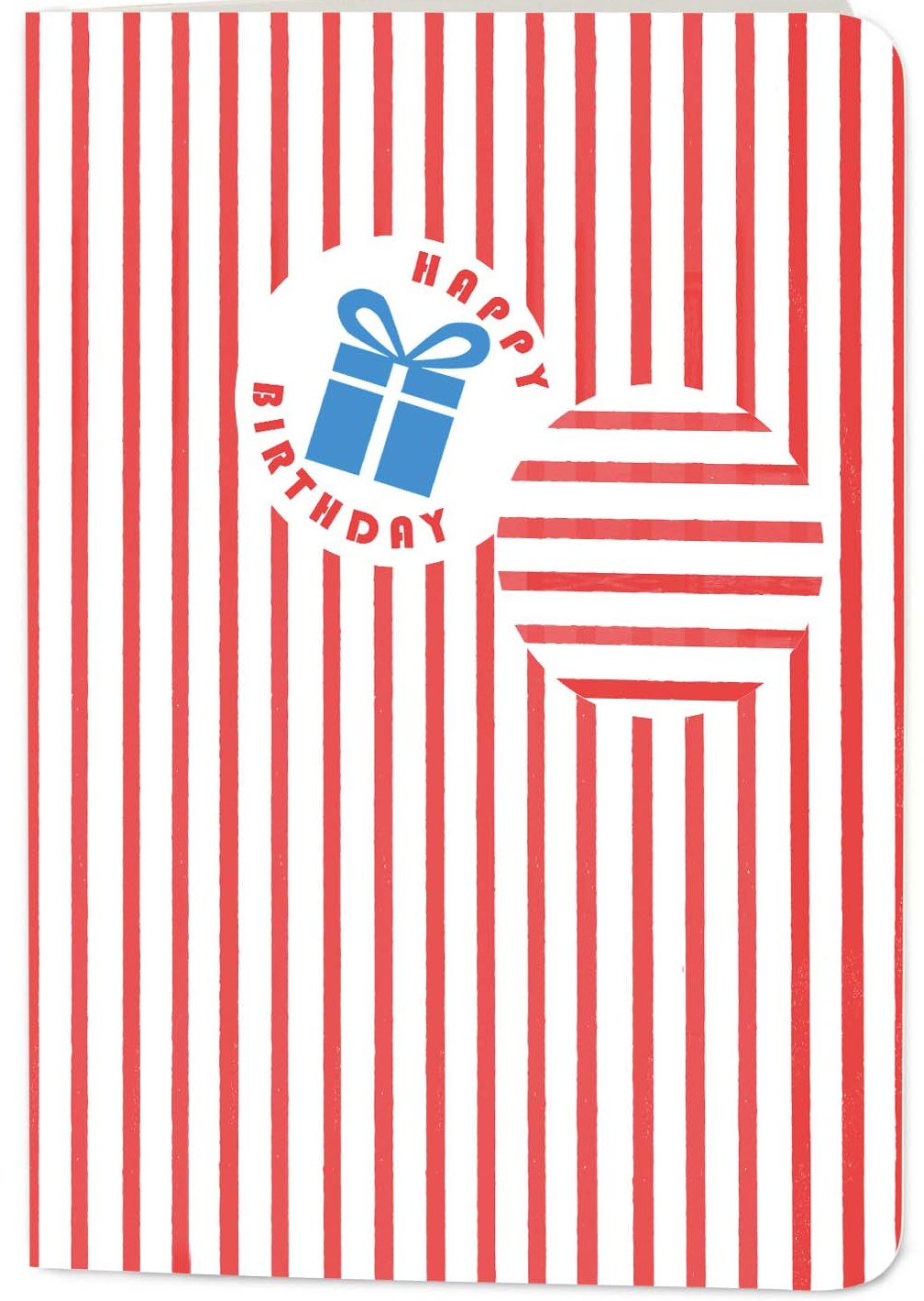 Happy Birthday Red and White Stripes Card