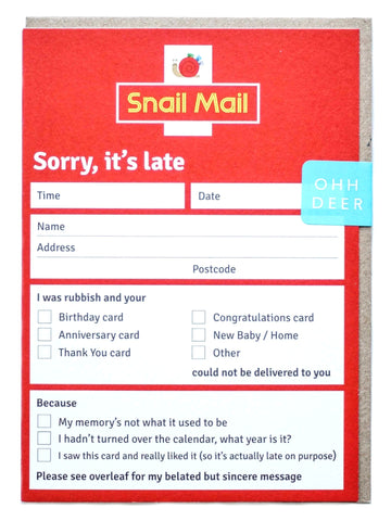 'Snail Mail' Greetings Card