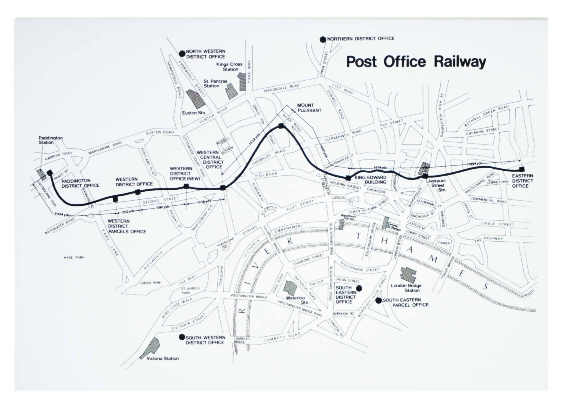 Post Office Railway Map Greetings Card