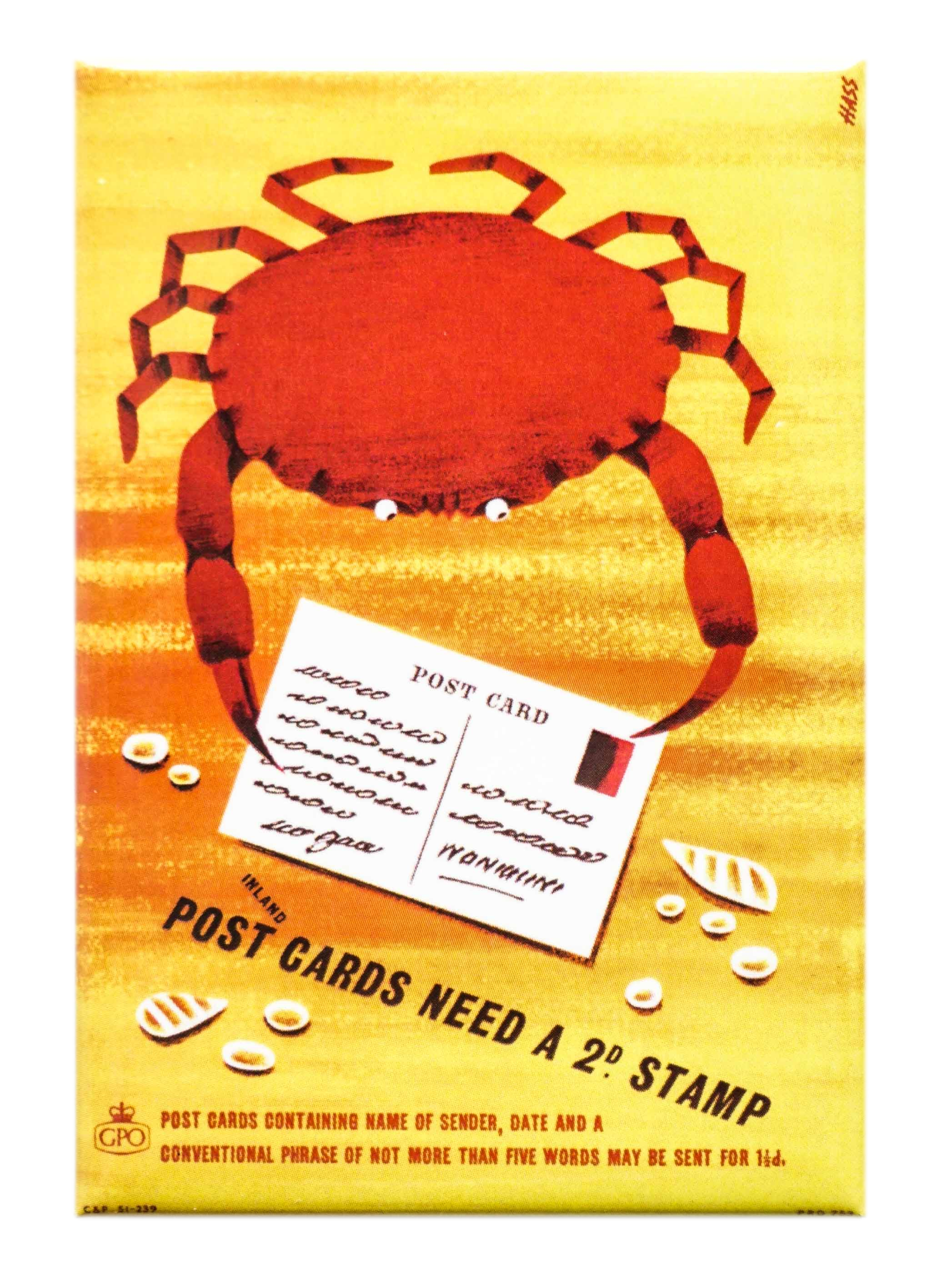 Crab with a Postcard Magnet
