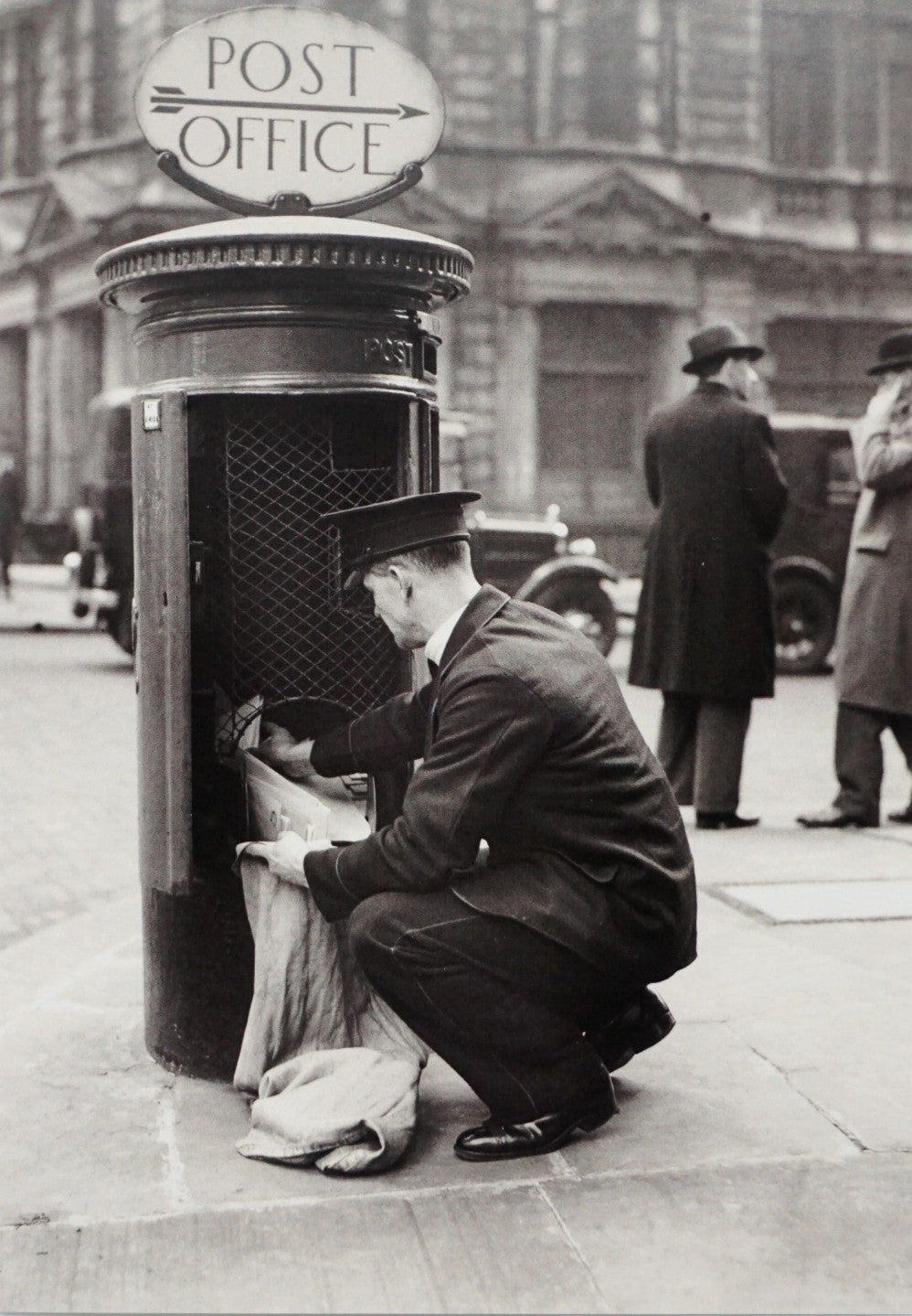 Postman Clearing Pillar Box Card