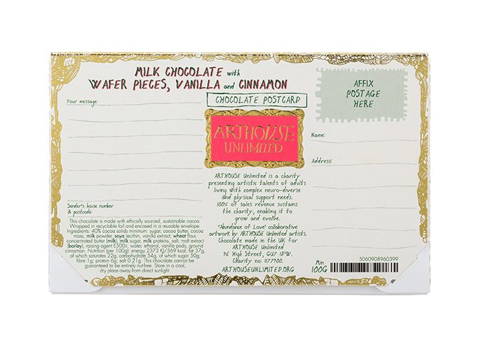 Abundance of Love Postcard – Milk Chocolate with Wafer Pieces, Vanilla and Cinnamon