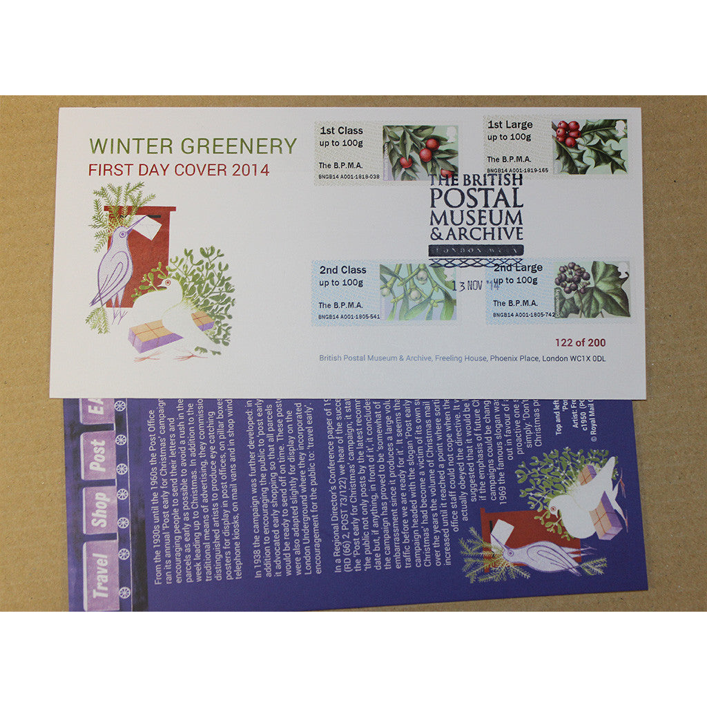 Post &amp; Go First Day Cover Winter Greenery