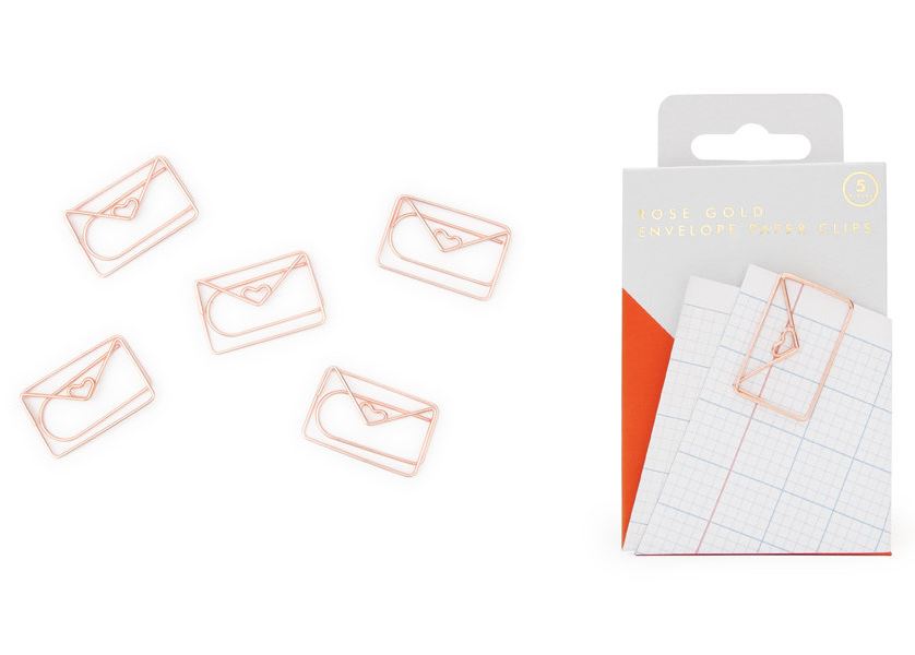 Rose Gold Envelope Paperclips
