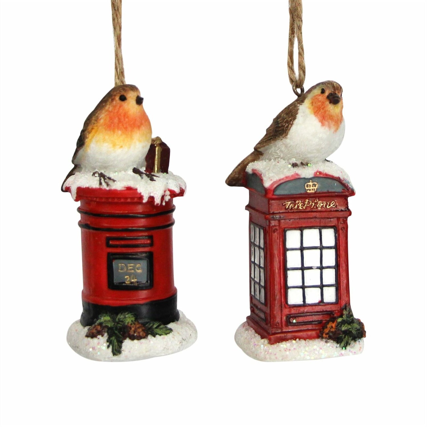 Robin on a Telephone/ Letter Box Decoration